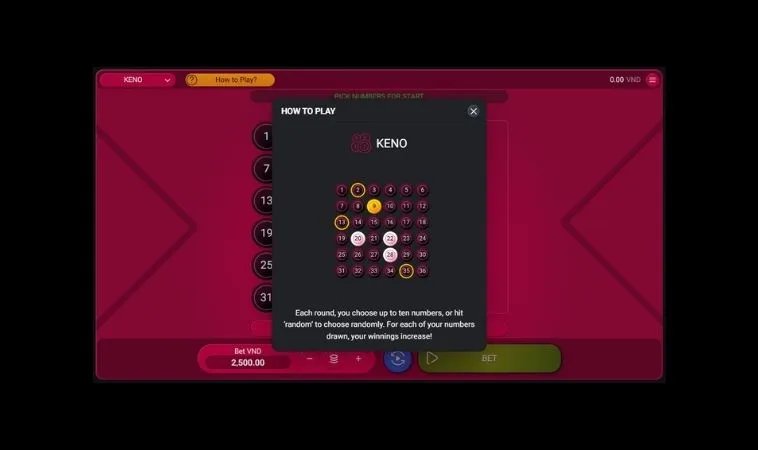 Cách chơi game nhanh Keno Tại SB365