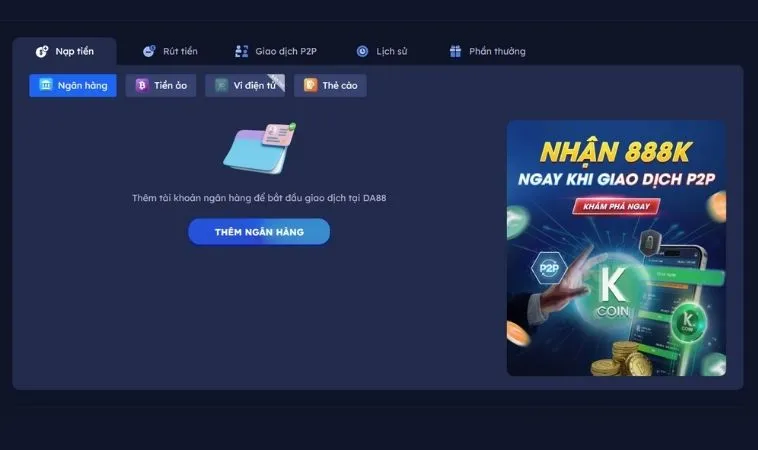 Giao diện nạp tiền SB365