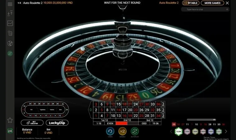 Giao diện chơi Roulette Nhà Cái SB365